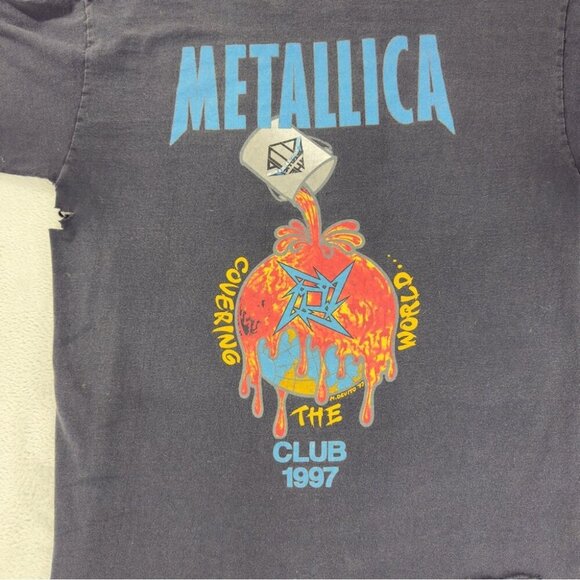 VTG Metallica Covering the World Club 1997 Giant Tag Men's Sz Large Distressed - Picture 4 of 16